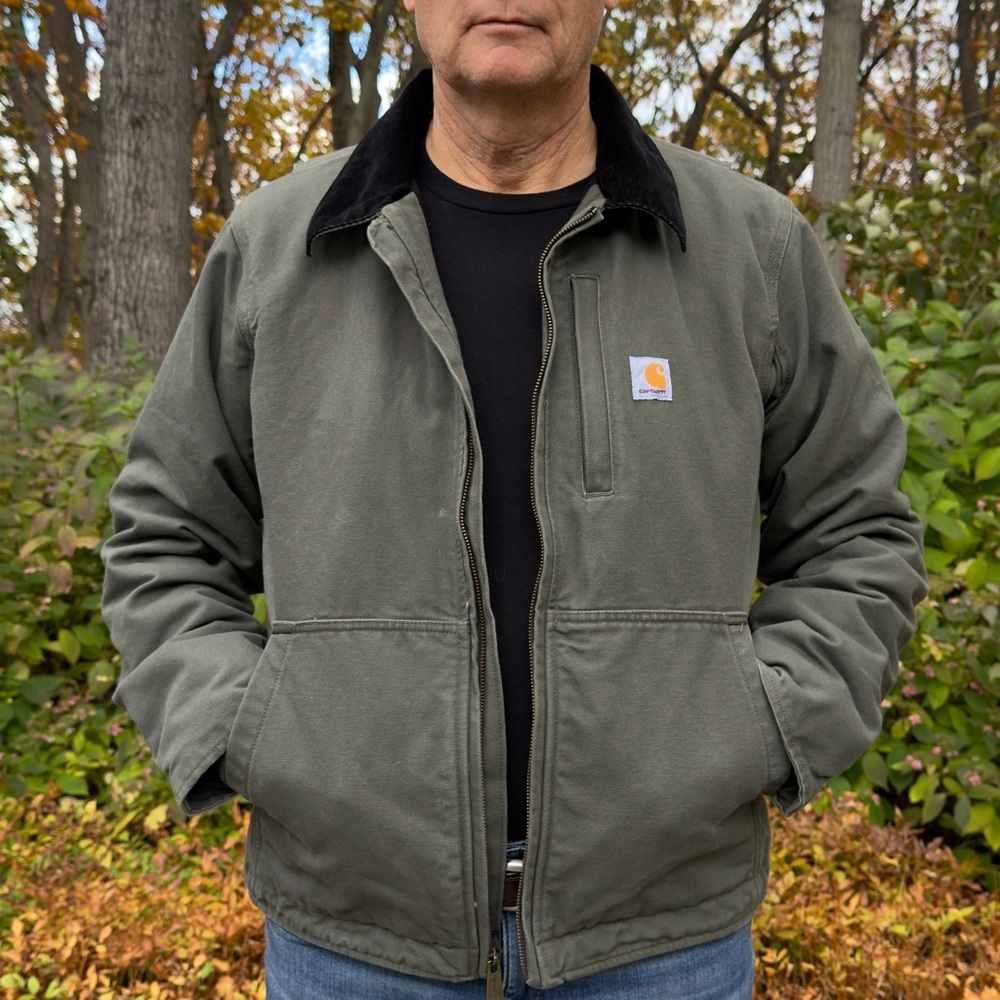 Carhartt Full Swing Armstrong Jacket Mens S Moss Green Corduroy Collar Full Zip